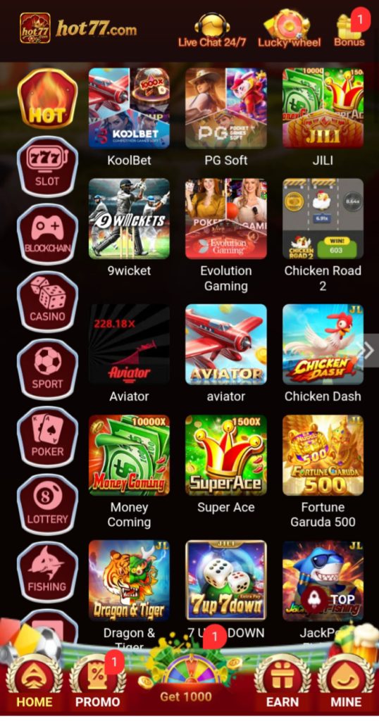 Hot77 game Interface Image