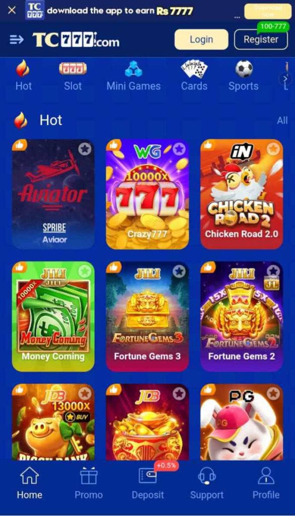 tc777 game interface image